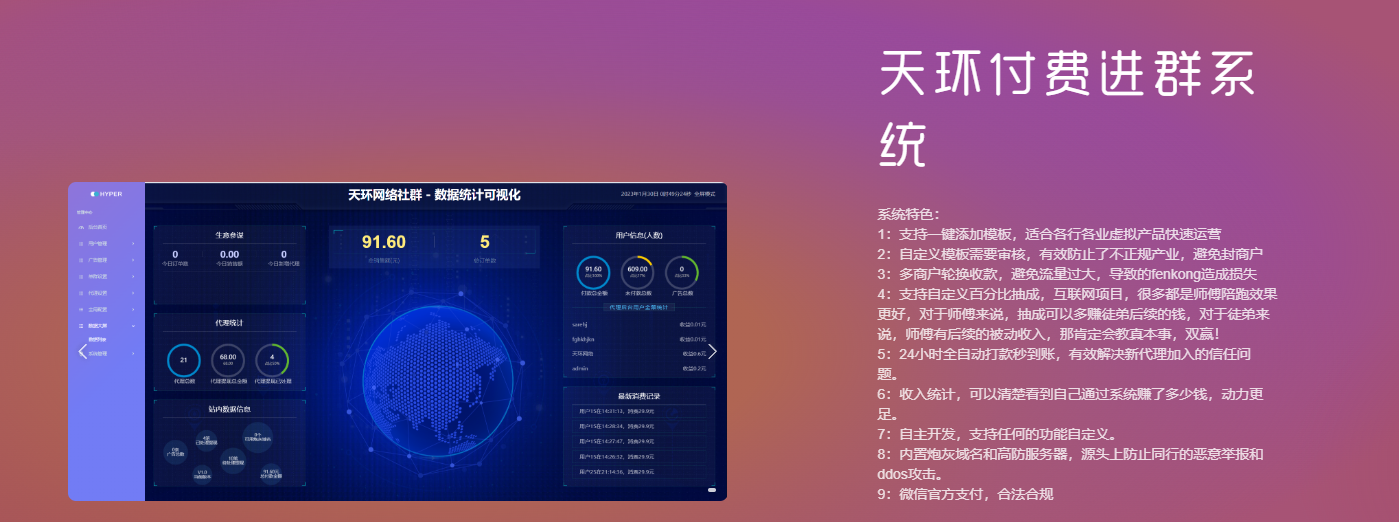 天环付费进群系统V2.0共研网创-网赚项目-副业赚钱-互联网创业-资源整合-共研赋能共研网创社