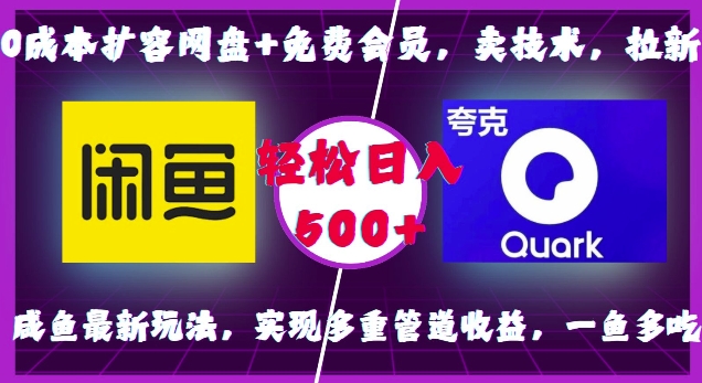0成本扩容网盘+免费会员，卖技术，拉新，咸鱼最新玩法，实现多重管道收益，一鱼多吃，轻松日入500+共研网创-网赚项目-副业赚钱-互联网创业-资源整合-共研赋能共研网创社