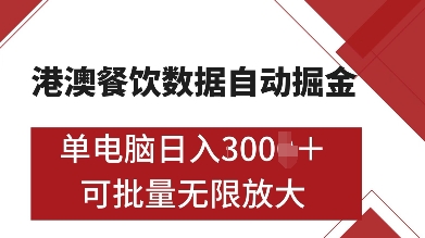港澳餐饮数据全自动掘金，单电脑日入多张, 可矩阵批量无限操作【揭秘】共研网创-网赚项目-副业赚钱-互联网创业-资源整合-共研赋能共研网创社