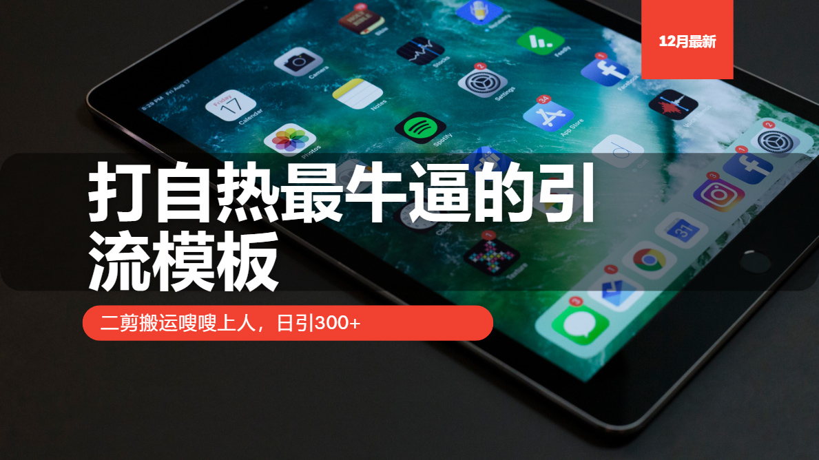 打自热最牛逼的引流模板，二剪搬运嗖嗖上人，日引300+共研网创-网赚项目-副业赚钱-互联网创业-资源整合-共研赋能共研网创社