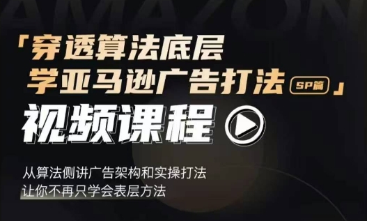 穿透算法底层，学亚马逊广告打法SP篇，从算法侧讲广告架构和实操打法，让你不再只学会表层方法共研网创-网赚项目-副业赚钱-互联网创业-资源整合-共研赋能共研网创社