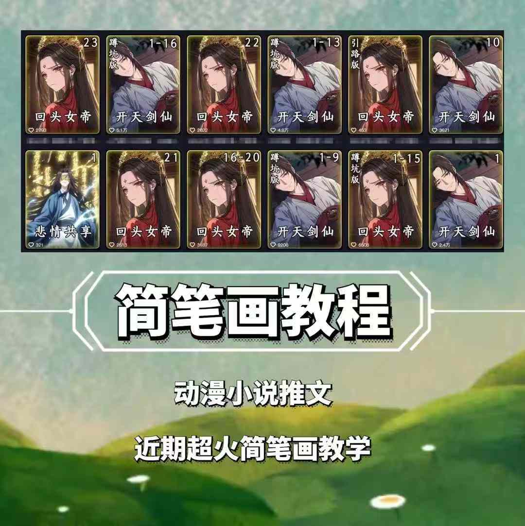 兜兜简笔画教学，小说推文动漫玩法，可做伙伴计划、分成计划、接广告等共研网创-网赚项目-副业赚钱-互联网创业-资源整合-共研赋能共研网创社