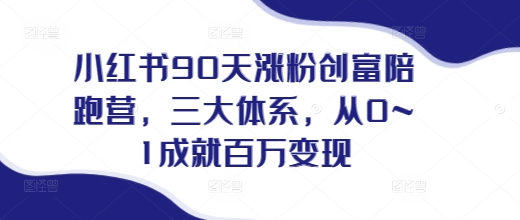 小红书90天涨粉创富陪跑营，​三大体系，从0~1成就百万变现，做小红书的最后一站共研网创-网赚项目-副业赚钱-互联网创业-资源整合-共研赋能共研网创社