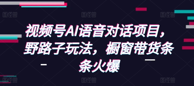 视频号AI语音对话项目，野路子玩法，橱窗带货条条火爆共研网创-网赚项目-副业赚钱-互联网创业-资源整合-共研赋能共研网创社