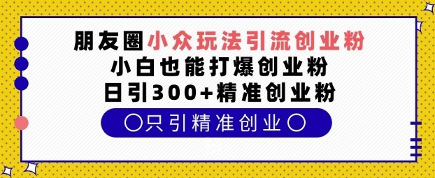 朋友圈小众玩法引流创业粉，小白也能打爆创业粉，日引300+精准创业粉【揭秘】共研网创-网赚项目-副业赚钱-互联网创业-资源整合-共研赋能共研网创社