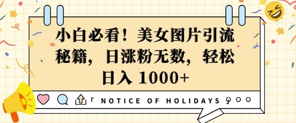 小白必看，美女图片引流秘籍，日涨粉无数，轻松日入几张【揭秘】共研网创-网赚项目-副业赚钱-互联网创业-资源整合-共研赋能共研网创社