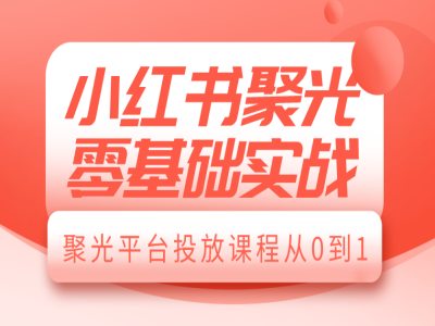 小红书聚光零基础实战，聚光平台投放课程从0到1共研网创-网赚项目-副业赚钱-互联网创业-资源整合-共研赋能共研网创社