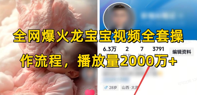 全网爆火龙宝宝视频全套操作流程，播放量2000万+共研网创-网赚项目-副业赚钱-互联网创业-资源整合-共研赋能共研网创社