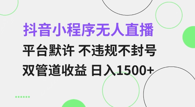 抖音小程序无人直播 平台默许 不违规不封号 双管道收益 日入多张 小白也能轻松操作【仅揭秘】共研网创-网赚项目-副业赚钱-互联网创业-资源整合-共研赋能共研网创社