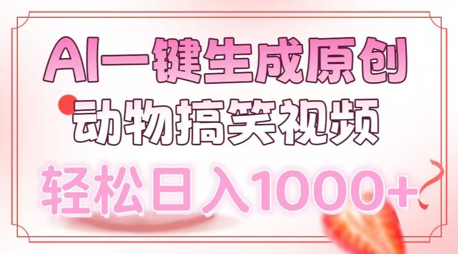 AI一键生成原创动物搞笑视频，轻松日入1000+共研网创-网赚项目-副业赚钱-互联网创业-资源整合-共研赋能共研网创社