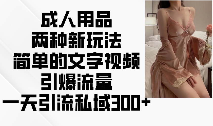 成人用品两种新玩法，简单的文字视频引爆流量，一天引流私域300+共研网创-网赚项目-副业赚钱-互联网创业-资源整合-共研赋能共研网创社