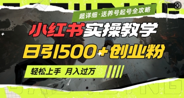 2月小红书最新日引500+创业粉实操教学【超详细】小白轻松上手，月入1W+，附小红书养号起号SOP共研网创-网赚项目-副业赚钱-互联网创业-资源整合-共研赋能共研网创社