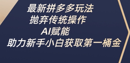 最新拼多多玩法，抛弃传统操作，AI赋能，助力新手小白获取第一桶金共研网创-网赚项目-副业赚钱-互联网创业-资源整合-共研赋能共研网创社