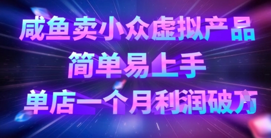 咸鱼卖小众虚拟产品，简单易上手，单店一个月利润破W共研网创-网赚项目-副业赚钱-互联网创业-资源整合-共研赋能共研网创社