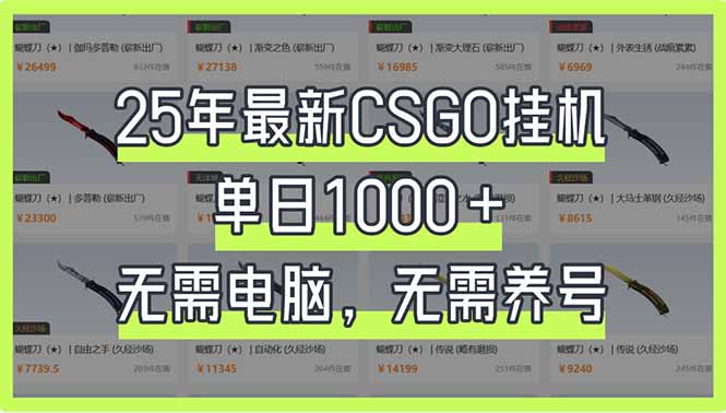 25年最新CSGO挂机系统，单日1000+，无需电脑，无需养号，0基础可上手共研网创-网赚项目-副业赚钱-互联网创业-资源整合-共研赋能共研网创社