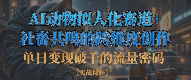 单日变现破千的流量密码，AI动物拟人化赛道+社畜共鸣的跨维度创作共研网创-网赚项目-副业赚钱-互联网创业-资源整合-共研赋能共研网创社