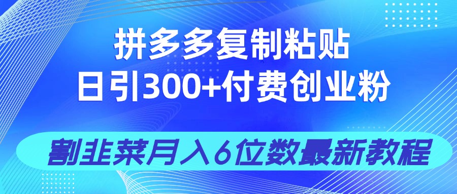 拼多多复制粘贴日引300+付费创业粉，割韭菜月入6位数最新教程！共研网创-网赚项目-副业赚钱-互联网创业-资源整合-共研赋能共研网创社
