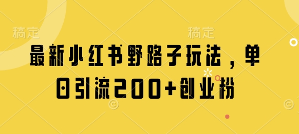 最新小红书野路子玩法，单日引流200+创业粉共研网创-网赚项目-副业赚钱-互联网创业-资源整合-共研赋能共研网创社