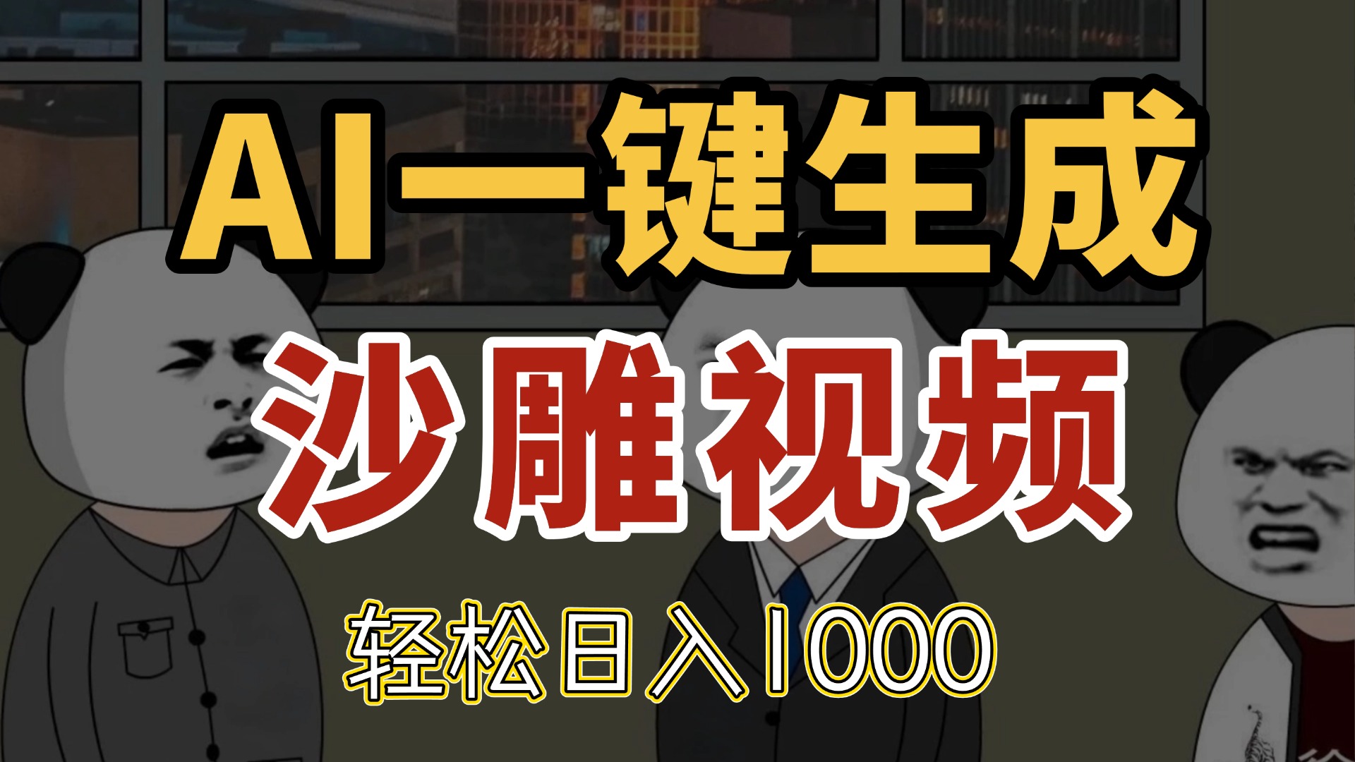 AI一键生成沙雕视频，一条视频千万播放，轻松日入1000共研网创-网赚项目-副业赚钱-互联网创业-资源整合-共研赋能共研网创社