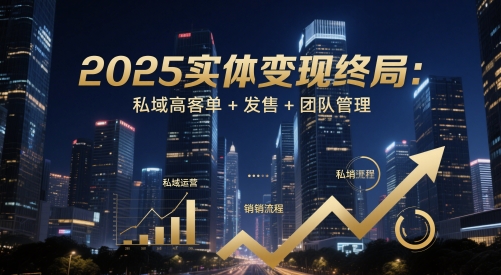 2025实体变现终局：私域高客单+发售+团队管理共研网创-网赚项目-副业赚钱-互联网创业-资源整合-共研赋能共研网创社