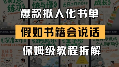 最新爆款拟人化书单玩法，假如书籍会说话，保姆级教程共研网创-网赚项目-副业赚钱-互联网创业-资源整合-共研赋能共研网创社