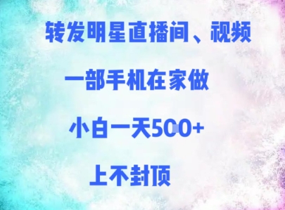 转发明星直播间、视频，一部手机在家做，小白一天多张，上不封顶共研网创-网赚项目-副业赚钱-互联网创业-资源整合-共研赋能共研网创社