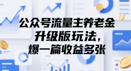 公众号流量主养老金升级版玩法，爆一篇收益多张共研网创-网赚项目-副业赚钱-互联网创业-资源整合-共研赋能共研网创社