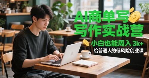 AI商单写作实战营，小白也能周入3k+，给普通人的低风险创业课共研网创-网赚项目-副业赚钱-互联网创业-资源整合-共研赋能共研网创社