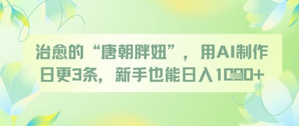治愈的“唐朝胖妞”，用AI制作日更3条，新手也能日入多张共研网创-网赚项目-副业赚钱-互联网创业-资源整合-共研赋能共研网创社