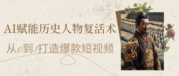 AI赋能历史人物复活术：从0到1打造爆款短视频，7天涨粉10W，小白也能月入过1W共研网创-网赚项目-副业赚钱-互联网创业-资源整合-共研赋能共研网创社