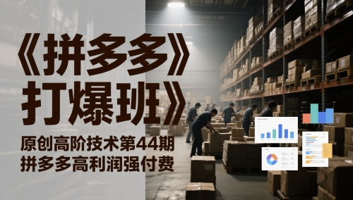 《拼多多打爆班》原创高阶技术第44期，拼多多高利润强付费共研网创-网赚项目-副业赚钱-互联网创业-资源整合-共研赋能共研网创社