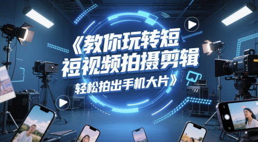 教你玩转短视频拍摄剪辑，轻松拍出手机大片共研网创-网赚项目-副业赚钱-互联网创业-资源整合-共研赋能共研网创社