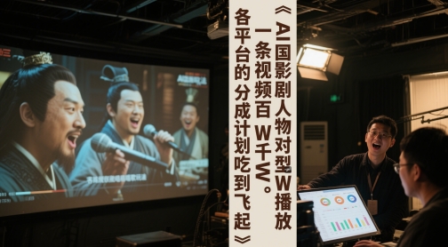 AI三国影视剧人物对口型唱歌玩法，一条视频百W千W播放，各平台的分成计划吃到飞起共研网创-网赚项目-副业赚钱-互联网创业-资源整合-共研赋能共研网创社