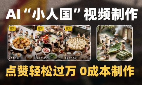 爆款1000W+播放微缩景观迷你小人国AI视频0成本制作全流程教学共研网创-网赚项目-副业赚钱-互联网创业-资源整合-共研赋能共研网创社