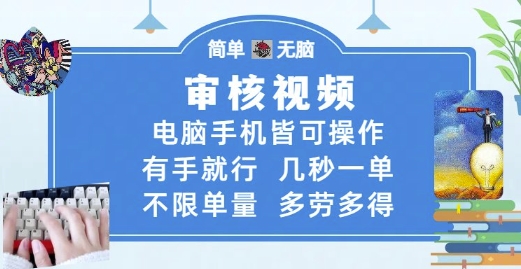 审核视频，电脑手机皆可操作，有手就行，几秒一单，不限单量，多劳多得【揭秘】共研网创-网赚项目-副业赚钱-互联网创业-资源整合-共研赋能共研网创社