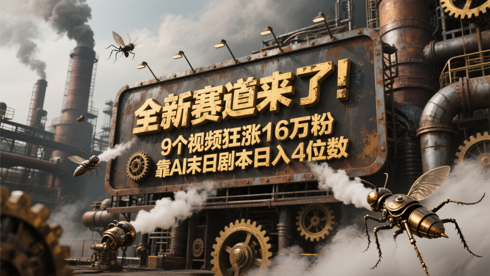 全新赛道来了！9个视频狂涨16万粉，靠AI末日剧本日入4位数，评论区爆肝追更！共研网创-网赚项目-副业赚钱-互联网创业-资源整合-共研赋能共研网创社