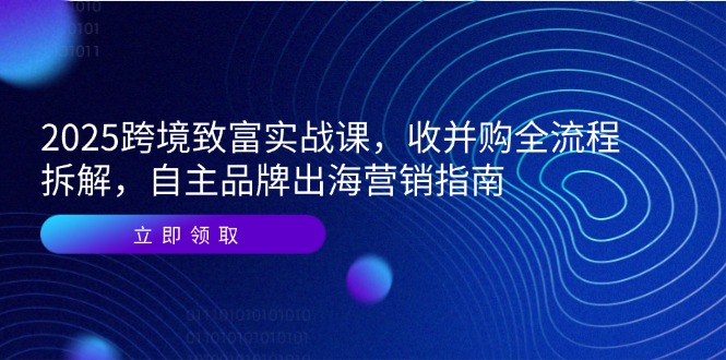 2025跨境致富实战课，收并购全流程拆解，自主品牌出海营销指南共研网创-网赚项目-副业赚钱-互联网创业-资源整合-共研赋能共研网创社