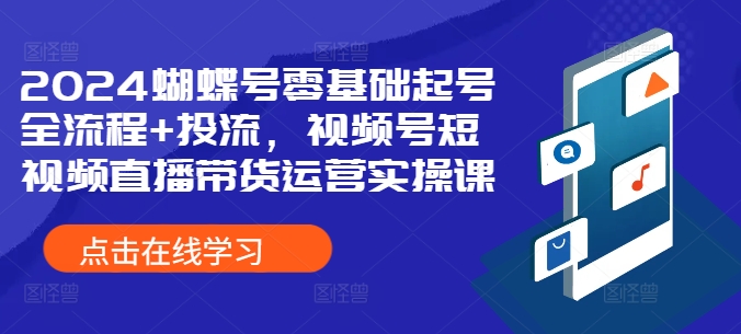 2024蝴蝶号零基础起号全流程+投流，视频号短视频直播带货运营实操课共研网创-网赚项目-副业赚钱-互联网创业-资源整合-共研赋能共研网创社