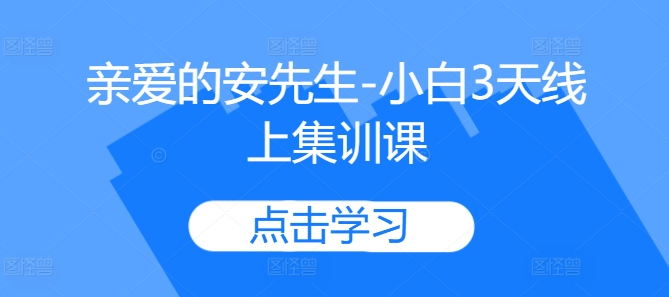 亲爱的安先生-小白3天线上集训课共研网创-网赚项目-副业赚钱-互联网创业-资源整合-共研赋能共研网创社