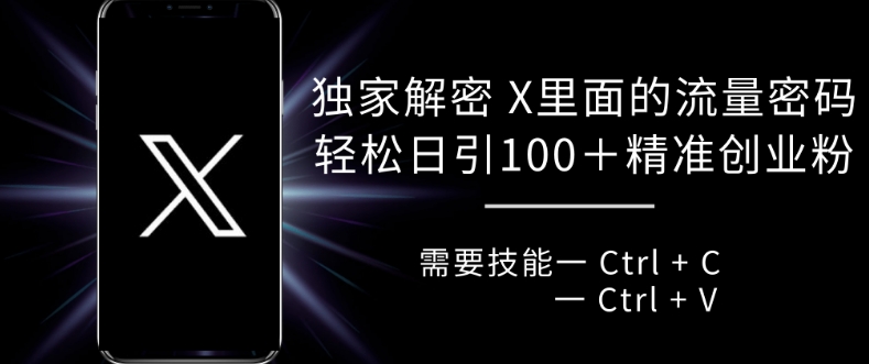 独家解密 X 里面的流量密码，复制粘贴轻松日引100+共研网创-网赚项目-副业赚钱-互联网创业-资源整合-共研赋能共研网创社