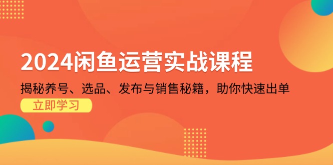 2024闲鱼运营实战课程：揭秘养号、选品、发布与销售秘籍，助你快速出单共研网创-网赚项目-副业赚钱-互联网创业-资源整合-共研赋能共研网创社