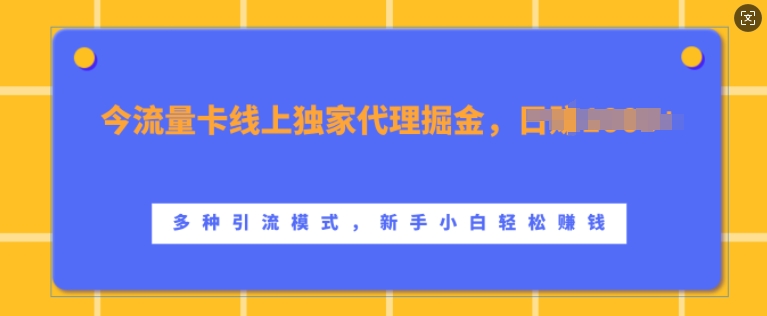 流量卡线上独家代理掘金，日入1k+ ，多种引流模式，新手小白轻松上手【揭秘】共研网创-网赚项目-副业赚钱-互联网创业-资源整合-共研赋能共研网创社