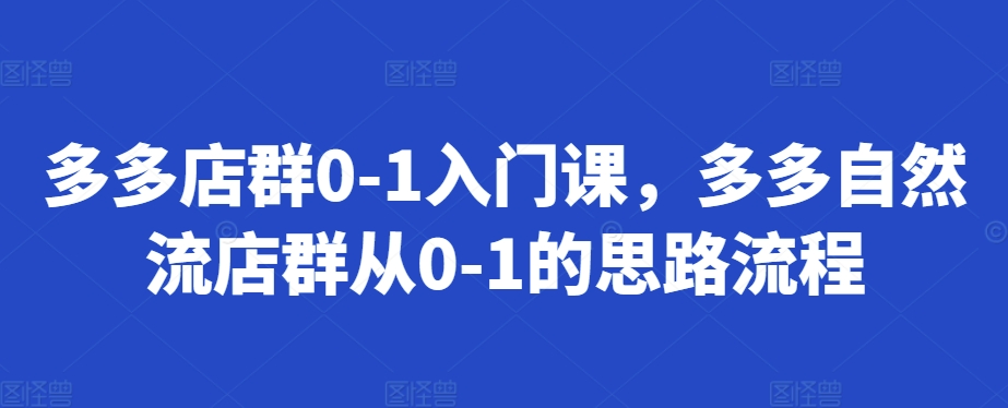 多多店群0-1入门课，多多自然流店群从0-1的思路流程共研网创-网赚项目-副业赚钱-互联网创业-资源整合-共研赋能共研网创社