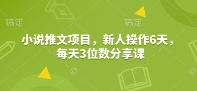 小说推文项目，新人操作6天，每天3位数分享课-寒山客