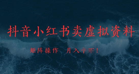 抖音小红书卖虚拟资料，市场需求一直存在，矩阵操作，月入1w+-寒山客