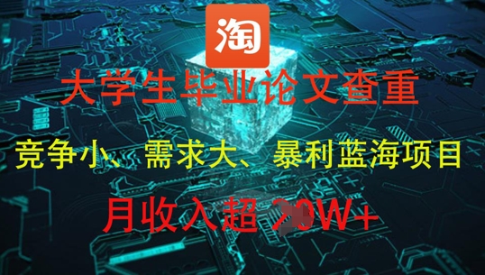 大学生毕业论文查重，暴利蓝海项目，月收入过1W+-寒山客