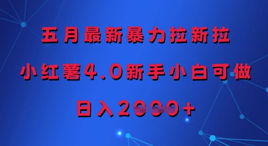 五月最新暴力拉新拉，小红薯4.0新手小白可做，日入多张-寒山客