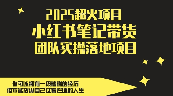 2025超火项目，副业最佳选择，小红书笔记带货团队实操落地项目，，轻松日入5张-寒山客