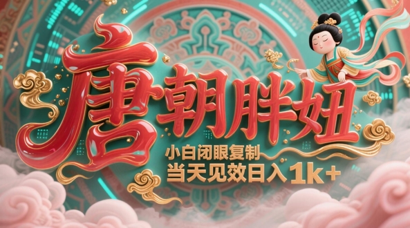 用AI克隆“唐朝胖妞”日更3条，平台疯狂推流，小白闭眼复制，当天见效，日入1k+-寒山客