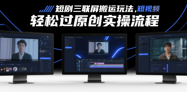 短剧三联屏搬运玩法，短剧搬运轻松过原创实操流程-寒山客